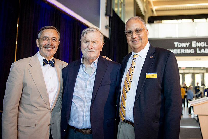 UM-Dearborn Chancellor Domenico Grasso, former College of Engineering and Computer Science Dean Tony England, and current CECS Dean Ghassan Kridli.